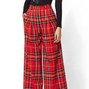 NWOT 7th Avenue Red Plaid Palazzo Pant